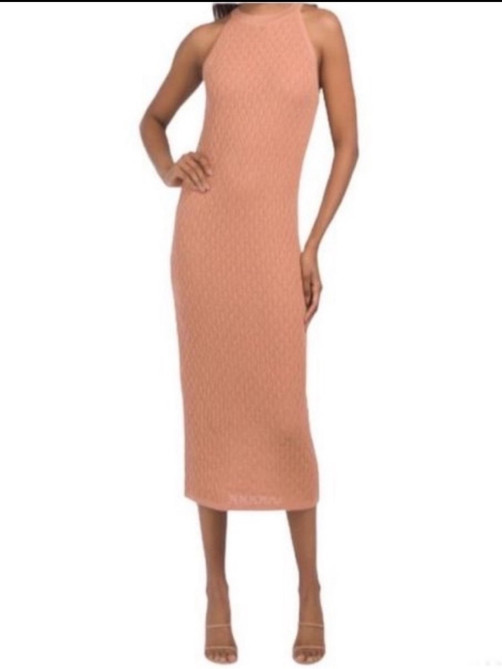 House of Harlow 1960 Knit Midi Dress Halter Tan Boho Wedding Guest M